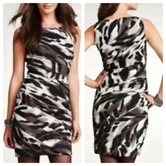 NWOT! Ann Taylor Animal Print Ruched Draped Sheath Dress Sz 8 Sleeveless Cheetah - Picture 1 of 9